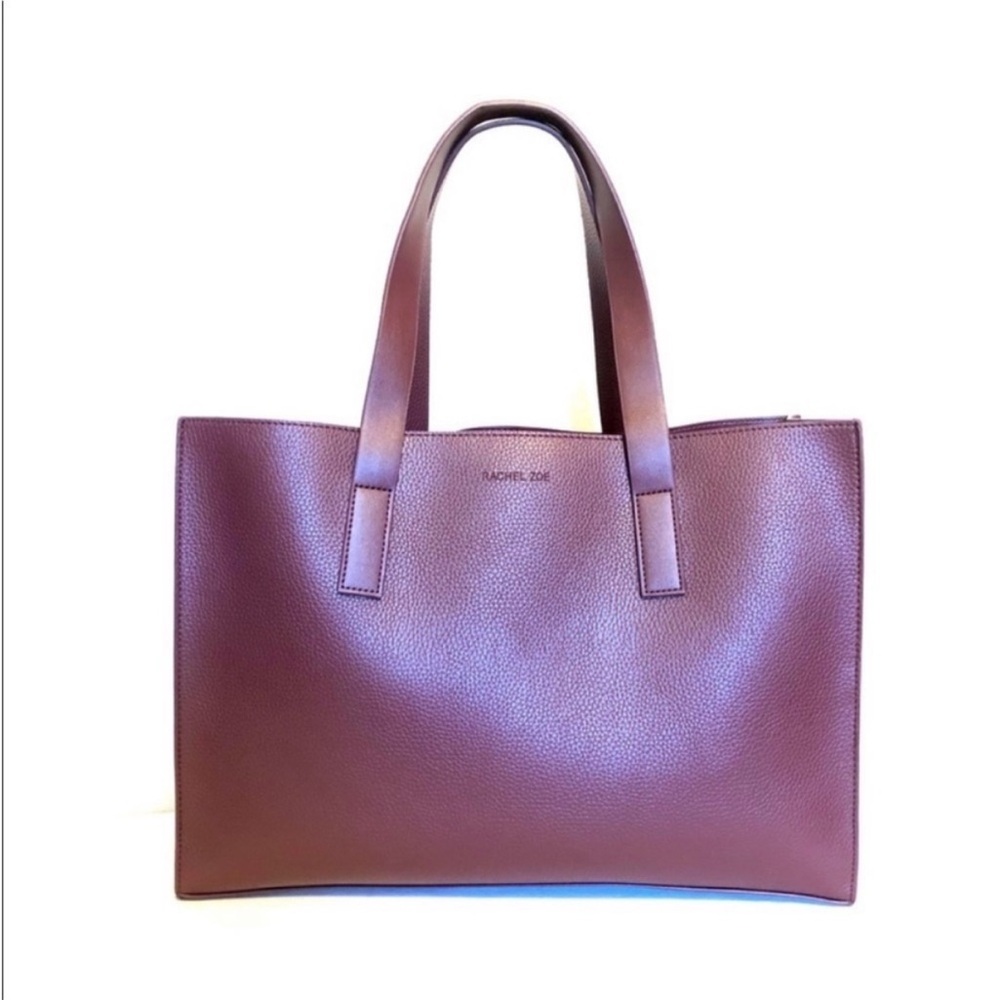 Rachel Zoe Collection Arialith Burgundy Large Vegan Leather Tote Bag and Pouch